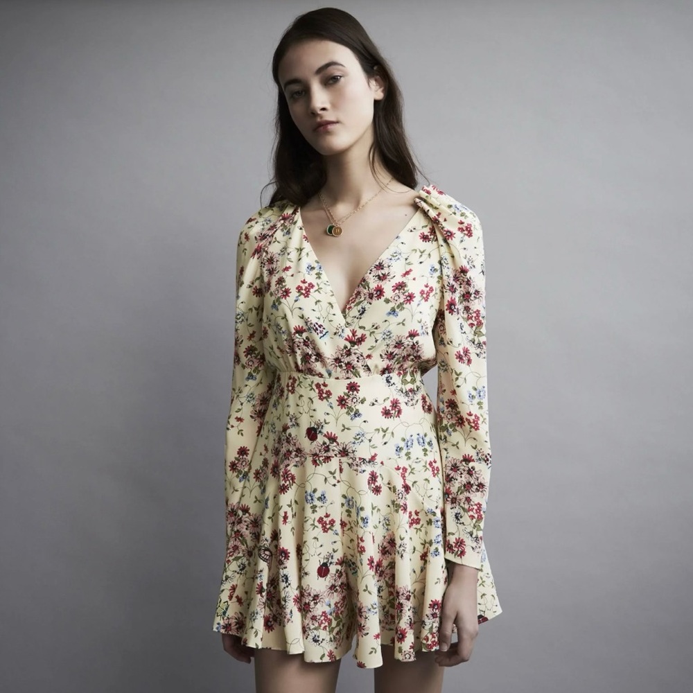 Maje Inora Floral-Print Silk Playsuit (Size 34 - US Size S)